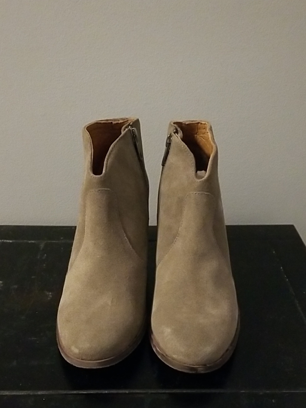 Frye Taupe Suede Nora Zip Short Boots